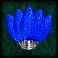 LED blue C9 Christmas bulbs faceted, replacement, spare, 25 pack, 120VAC