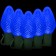 LED blue Christmas lights 50 C7 faceted LED bulbs 8" spacing, 34.2ft. green wire, 120VAC